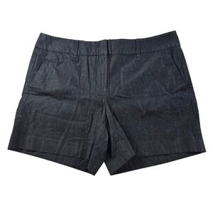 Ann Taylor Factory Shorts Womens 10 Blue Chambray Linen Look Dress Casual